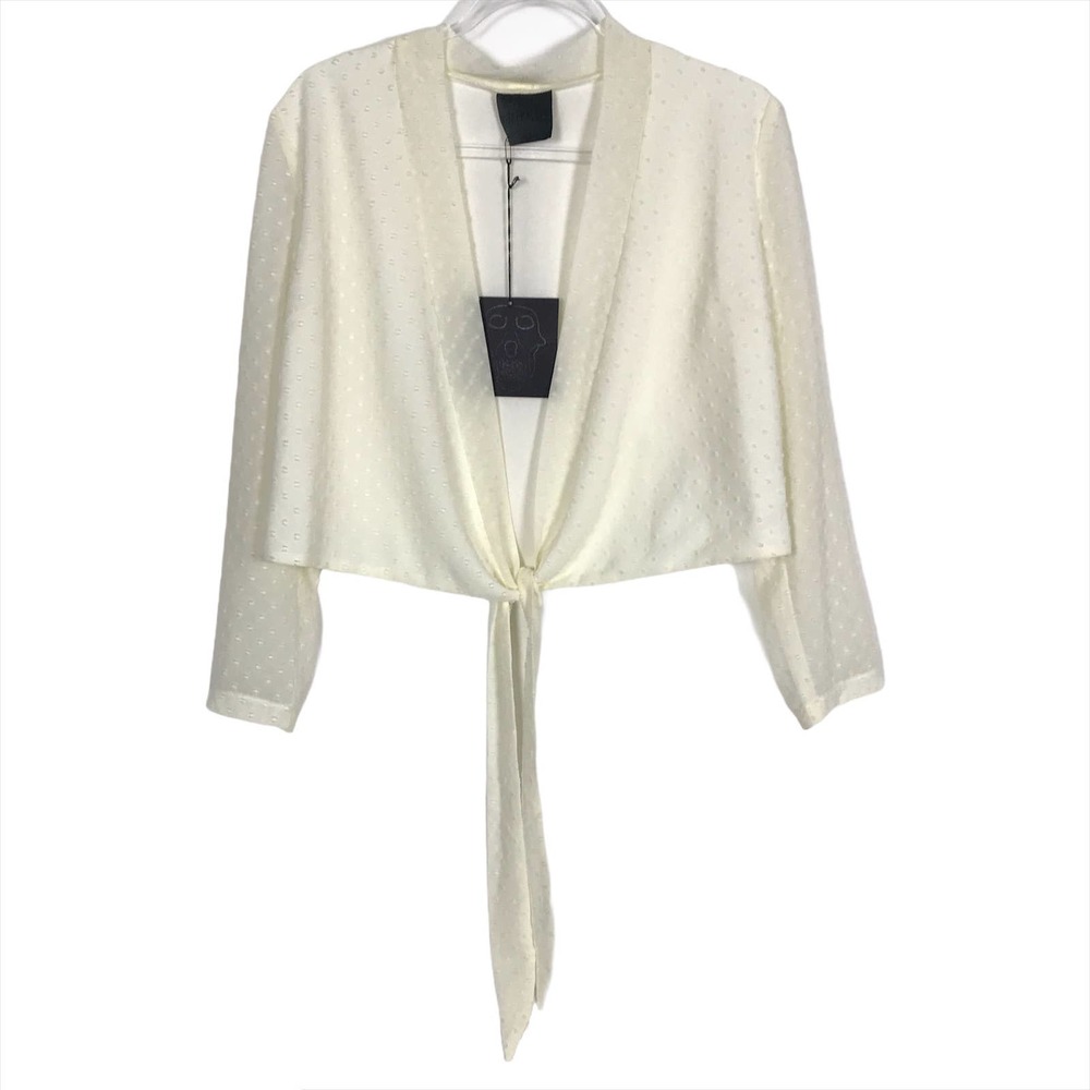 NEW Nasty Gal Plunging Neckline Front Tie Blouse M - Picture 9 of 12